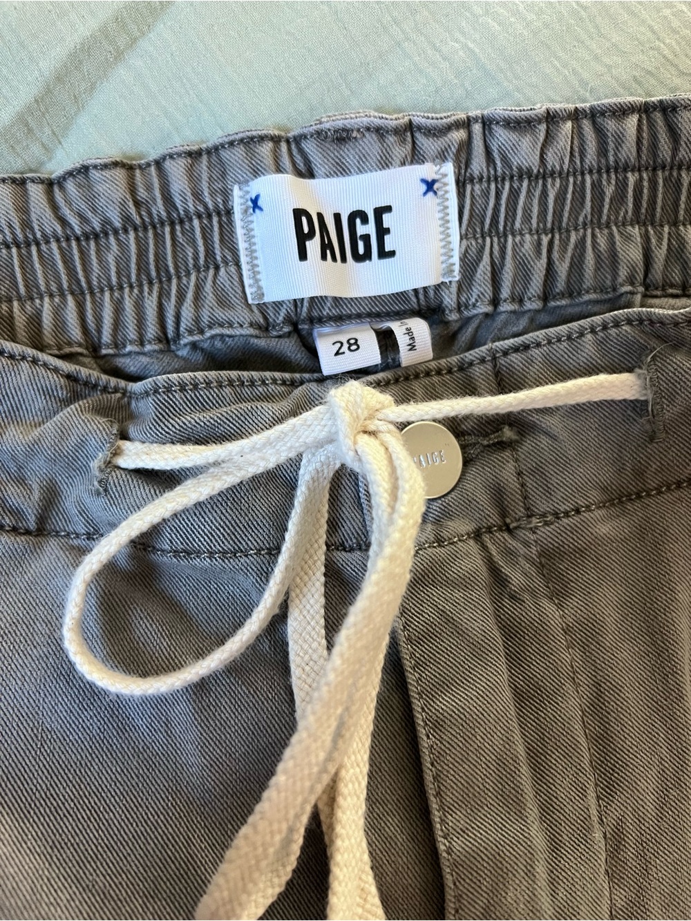 PAIGE Women’s Gray Denim Jogger Drawstring Pants
